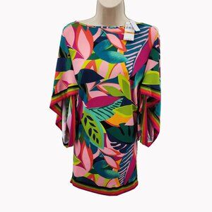 Trina Turk Womens Size Small Tropical Rainforest Print Dress Swim Coverup New